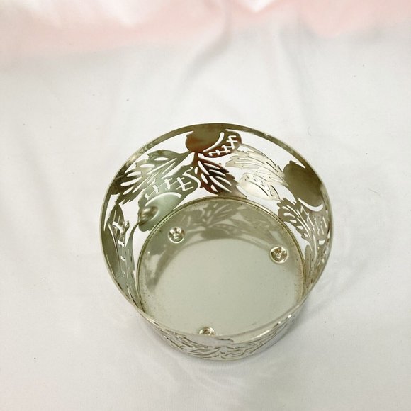 Bath & Body Works SILVER Candle Holder Acorns Fall Leaves 3-Wick SLATKIN CO - Picture 5 of 7
